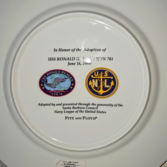 USS Ronald Reagan bread plate CVN-76 Fitz Floyd China - Picture 4 of 4